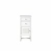 James Martin Vanities Athens 15in Base Cabinet w/ Drawers and Left Door, Glossy White w/ 3 CM Carrara Marble Top E645-B15L-GW-3CAR